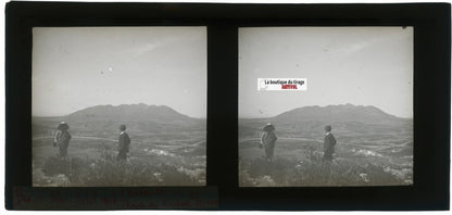 Paysage, Bir el Afou, Tunisie 1908, plaque verre stéréoscopique, positif 7x15 cm