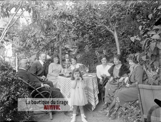 Photo de famille, France, plaque verre, photo ancienne, négatif 9x12 cm