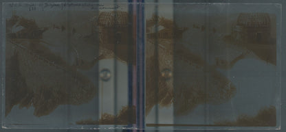 Pic du Midi de Bigorre, plaque verre photo stéréo, sépia 6x13 cm