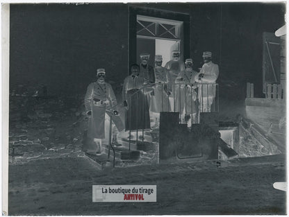 Reconnaissance à la frontière, plaque verre, photo ancienne, négatif 9x12 cm