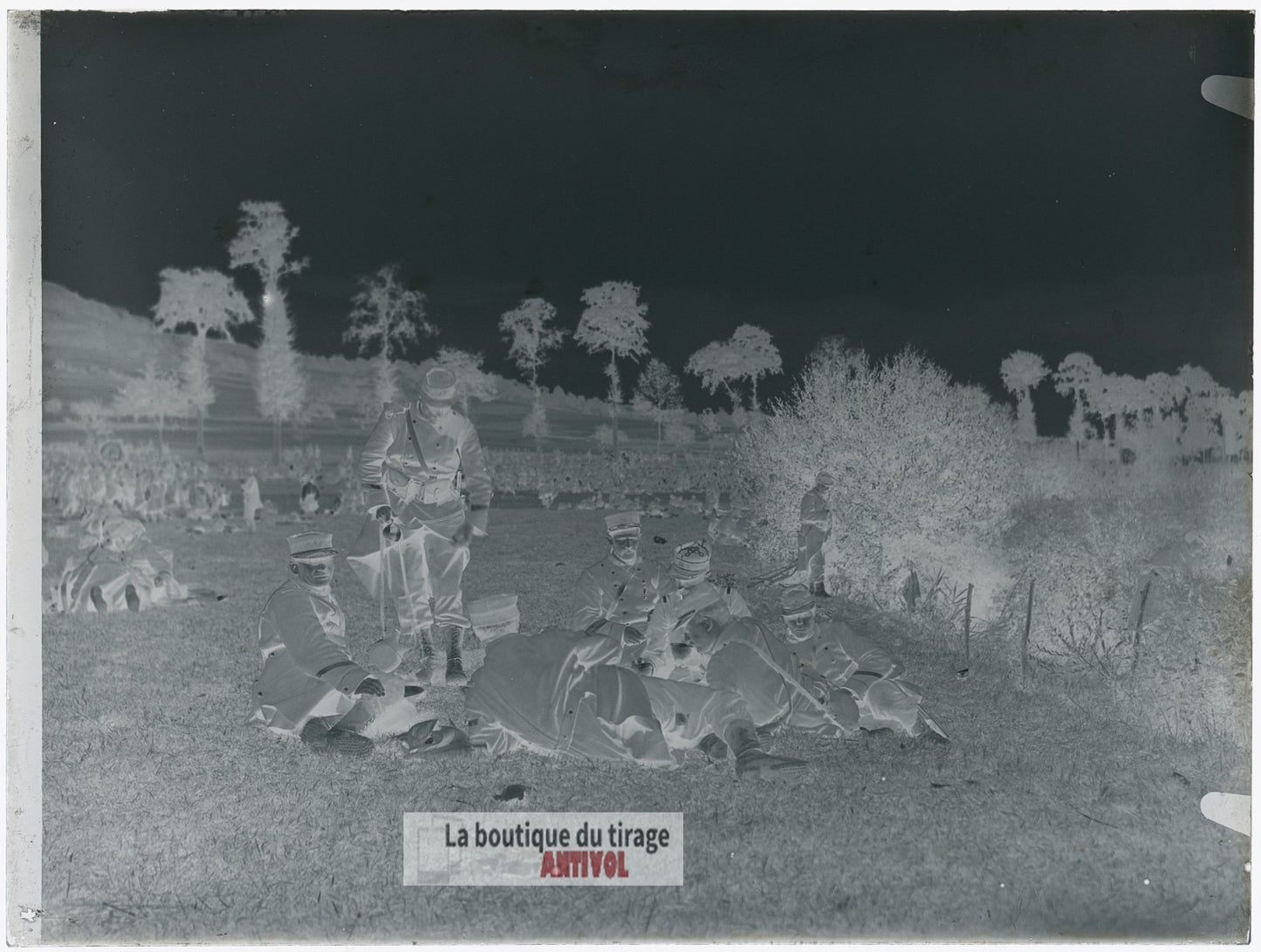 Mailly, camp la Grand'Halte, plaque verre, photo ancienne, négatif 9x12 cm