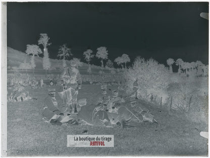 Mailly, camp la Grand'Halte, plaque verre, photo ancienne, négatif 9x12 cm