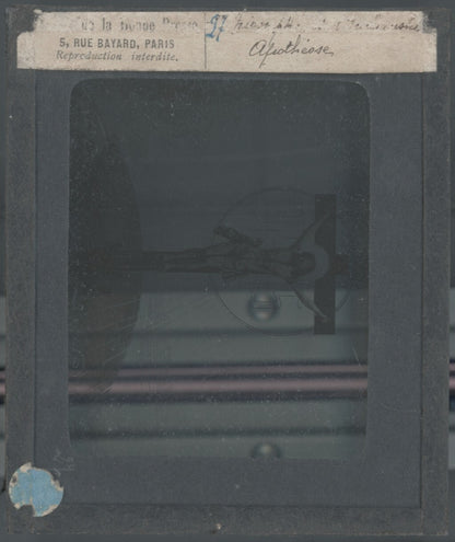 Scène religieuse, dessin, peinture, ancienne plaque de verre, positif 8,5x10 cm