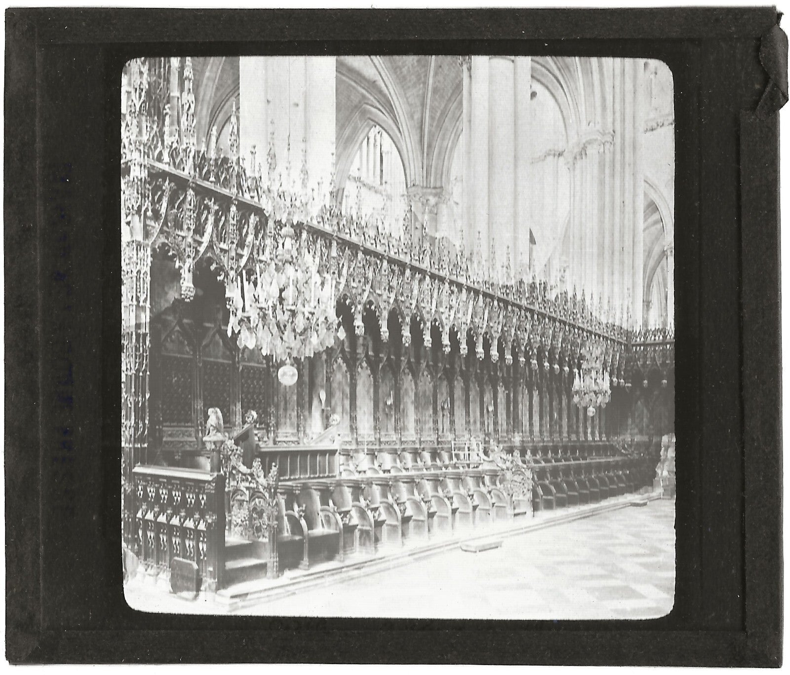 Stalles du Choeur, Amiens, photo ancienne plaque verre, positif 8,5x10 cm