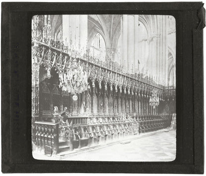 Stalles du Choeur, Amiens, photo ancienne plaque verre, positif 8,5x10 cm