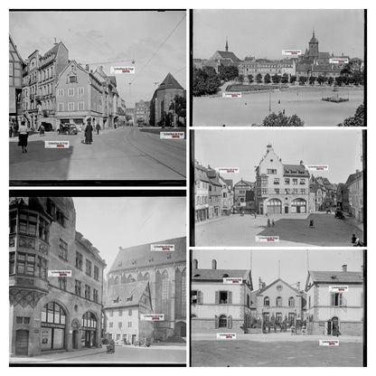 Colmar Alsace, France, photos plaque de verre, lot de 5 négatifs 13x18 cm