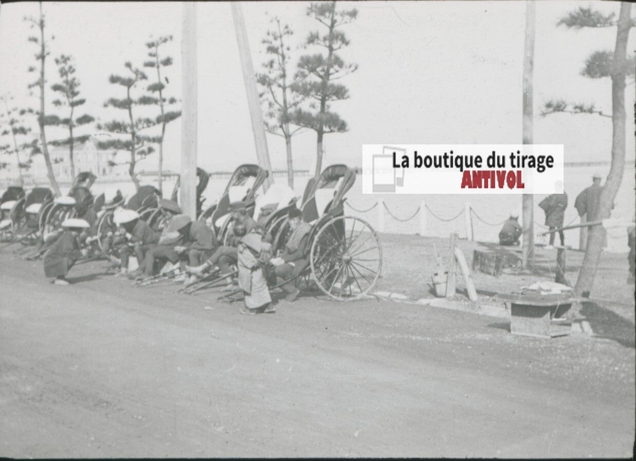 Asie, Japon, Yokohama, photo plaque verre, noir & blanc, positif 8,5x10 cm