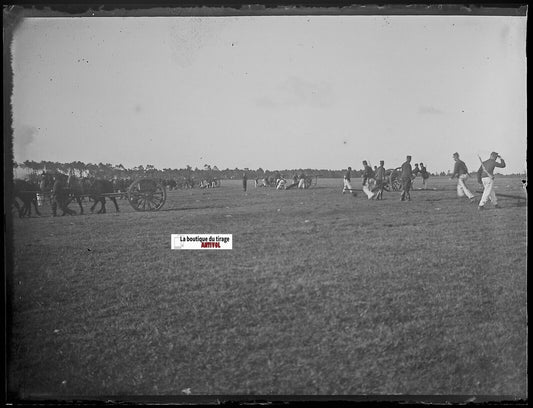 Camp militaire Meucon, Plaque verre photo ancienne, négatif noir & blanc 9x12 cm