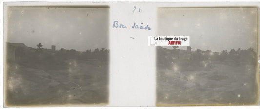 Bou Saâda, Algérie, Plaque verre stéréoscopie, positif noir & blanc 4,5x10,7 cm