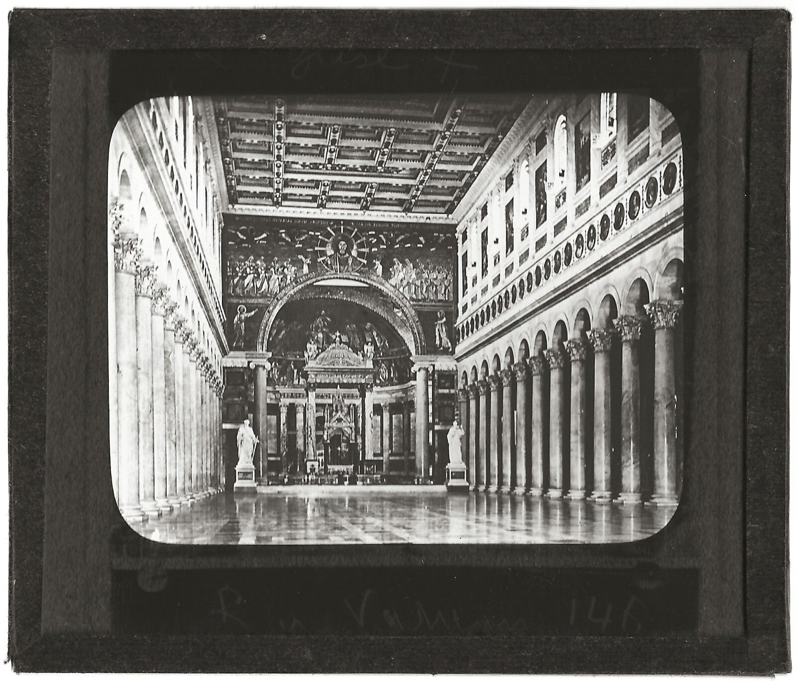 Basilique Saint-Paul-hors-les-Murs, photo plaque de verre, positif 8,5x10 cm