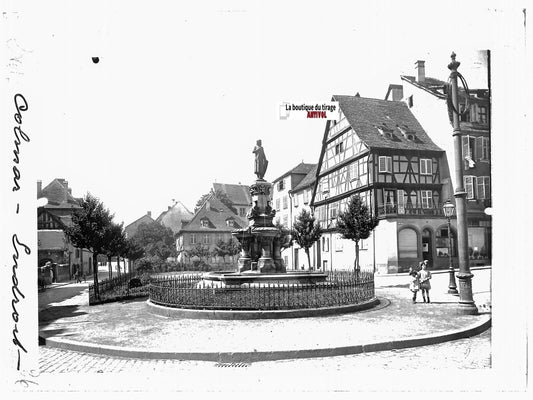 Plaque verre photo ancienne positif noir & blanc 13x18 cm Colmar Roesselmann