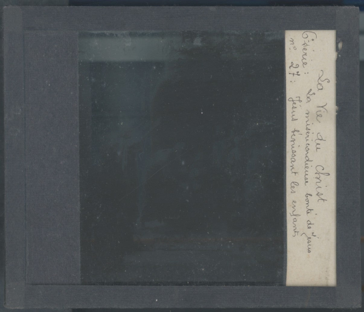 Jésus bénissant les enfants, photo plaque verre, noir & blanc, positif 8,5x10 cm