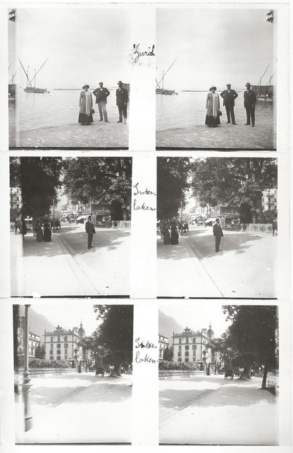 Suisse montagne, photos stéréoscopique plaques de verre, lot 9 positifs 8x16 cm