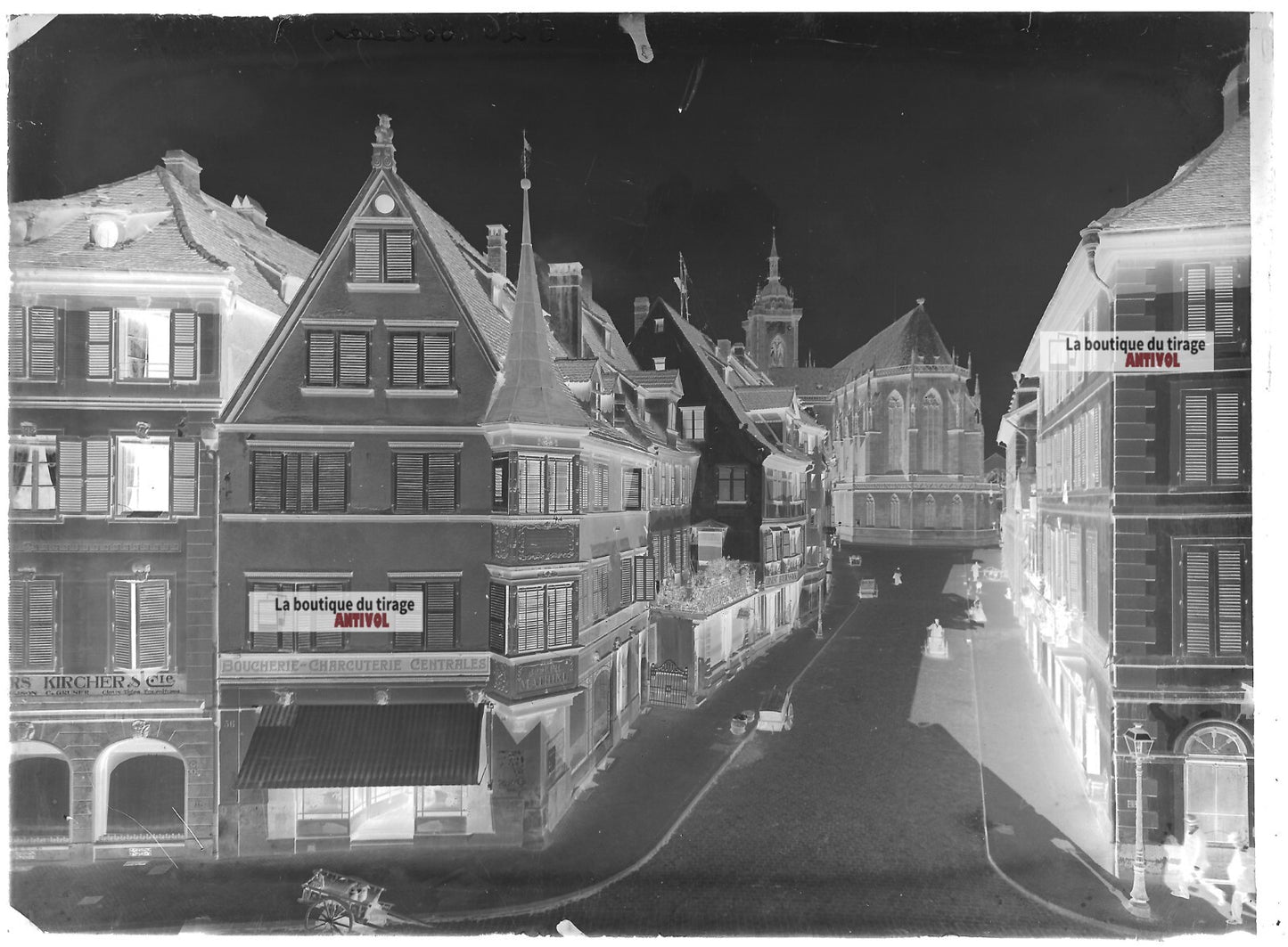 Plaque verre photo ancienne négatif noir et blanc 13x18 cm Colmar collection