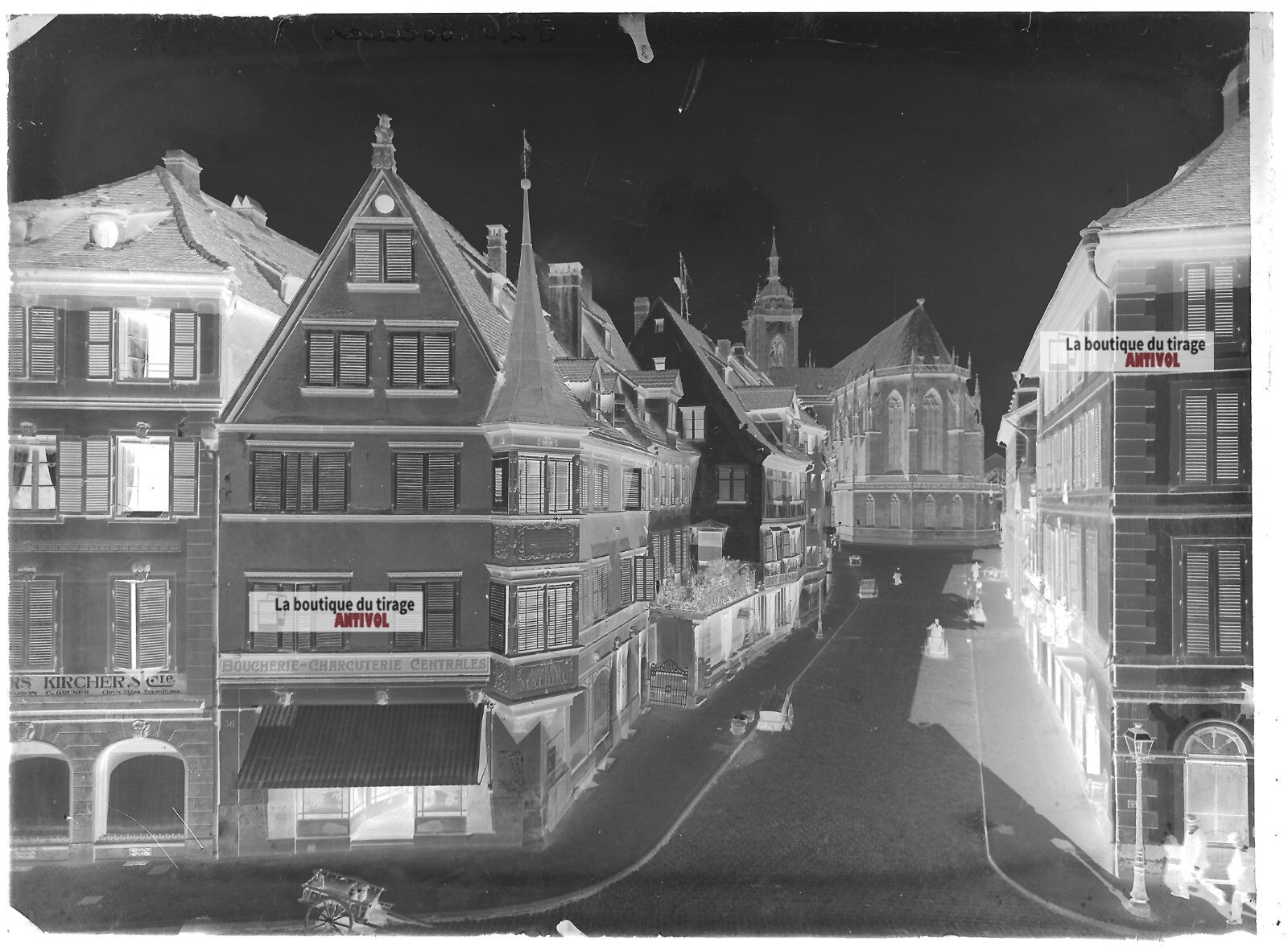 Plaque verre photo ancienne négatif noir et blanc 13x18 cm Colmar collection