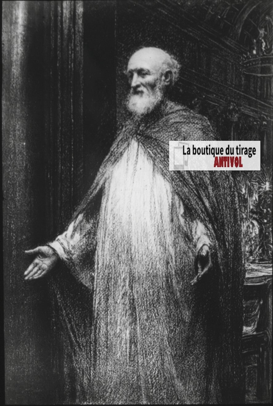 Luc, scène religieuse, dessin peinture plaque de verre, positif 8,5x10 cm