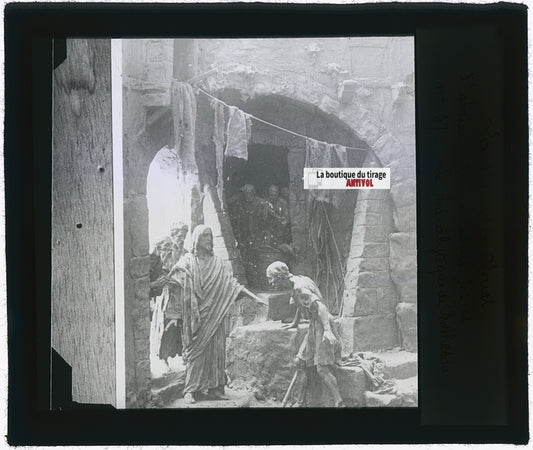 Paralytique de Béthesda, photo plaque verre, noir & blanc, positif 8,5x10 cm