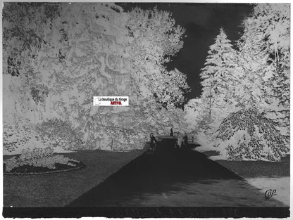 Vittel, Vosges, Plaque verre photo ancienne, négatif noir & blanc 10x15 cm