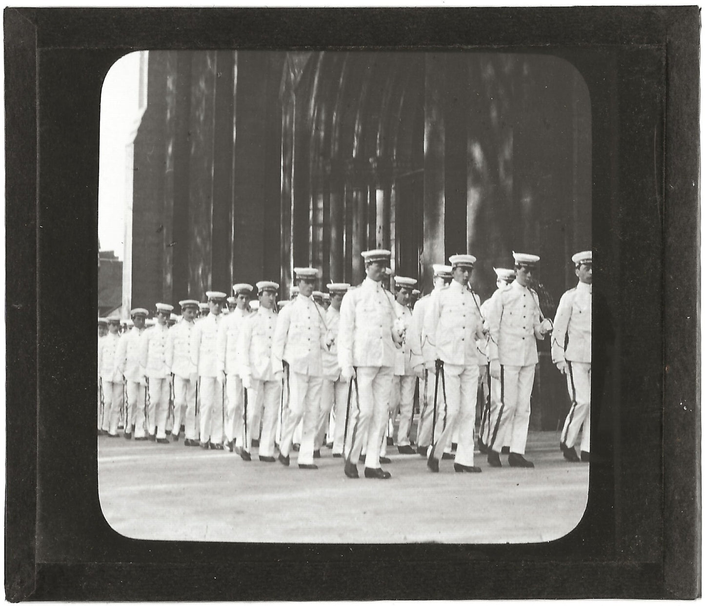 Cadets église Saint-Patrice, Québec, photo plaque verre, positif 8,5x10 cm