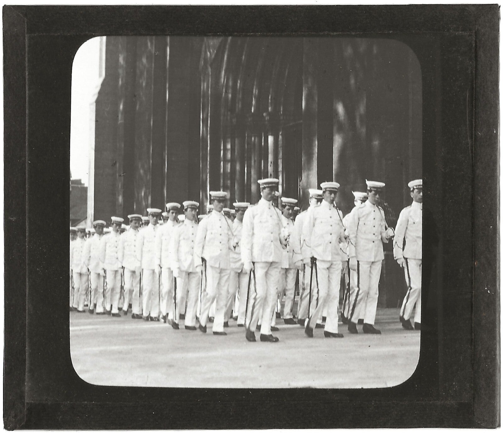 Cadets église Saint-Patrice, Québec, photo plaque verre, positif 8,5x10 cm
