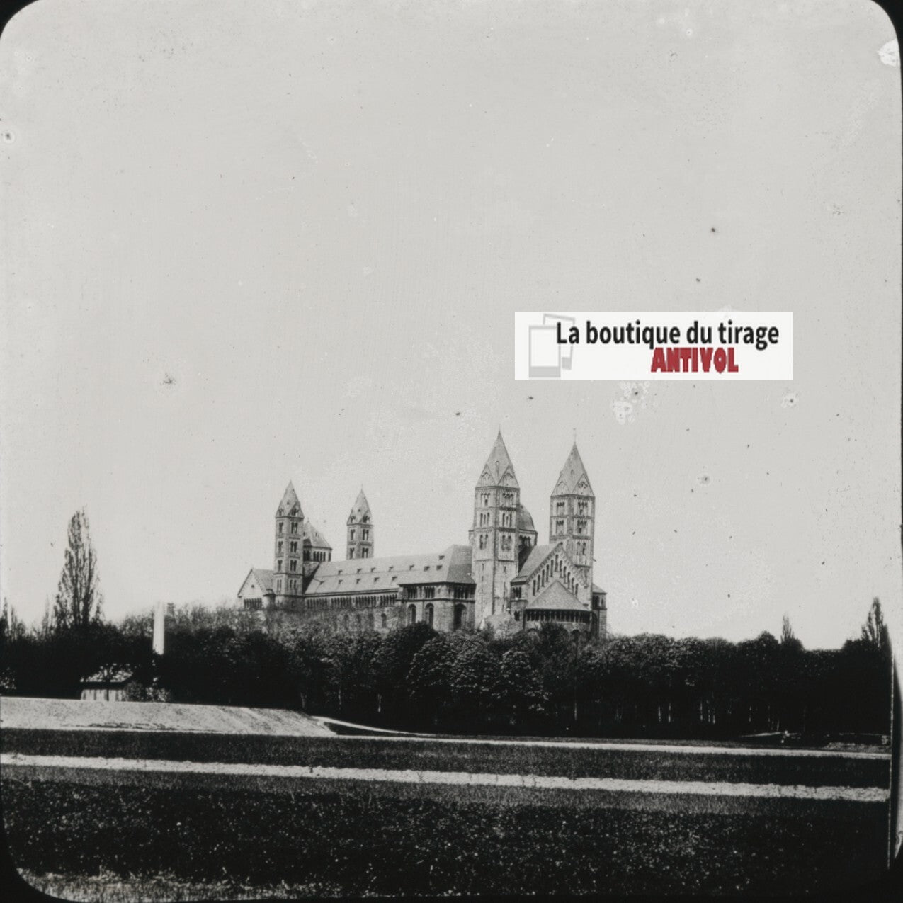 Cathédrale de Spire, Allemagne, photo ancienne plaque verre, positif 8,5x10 cm
