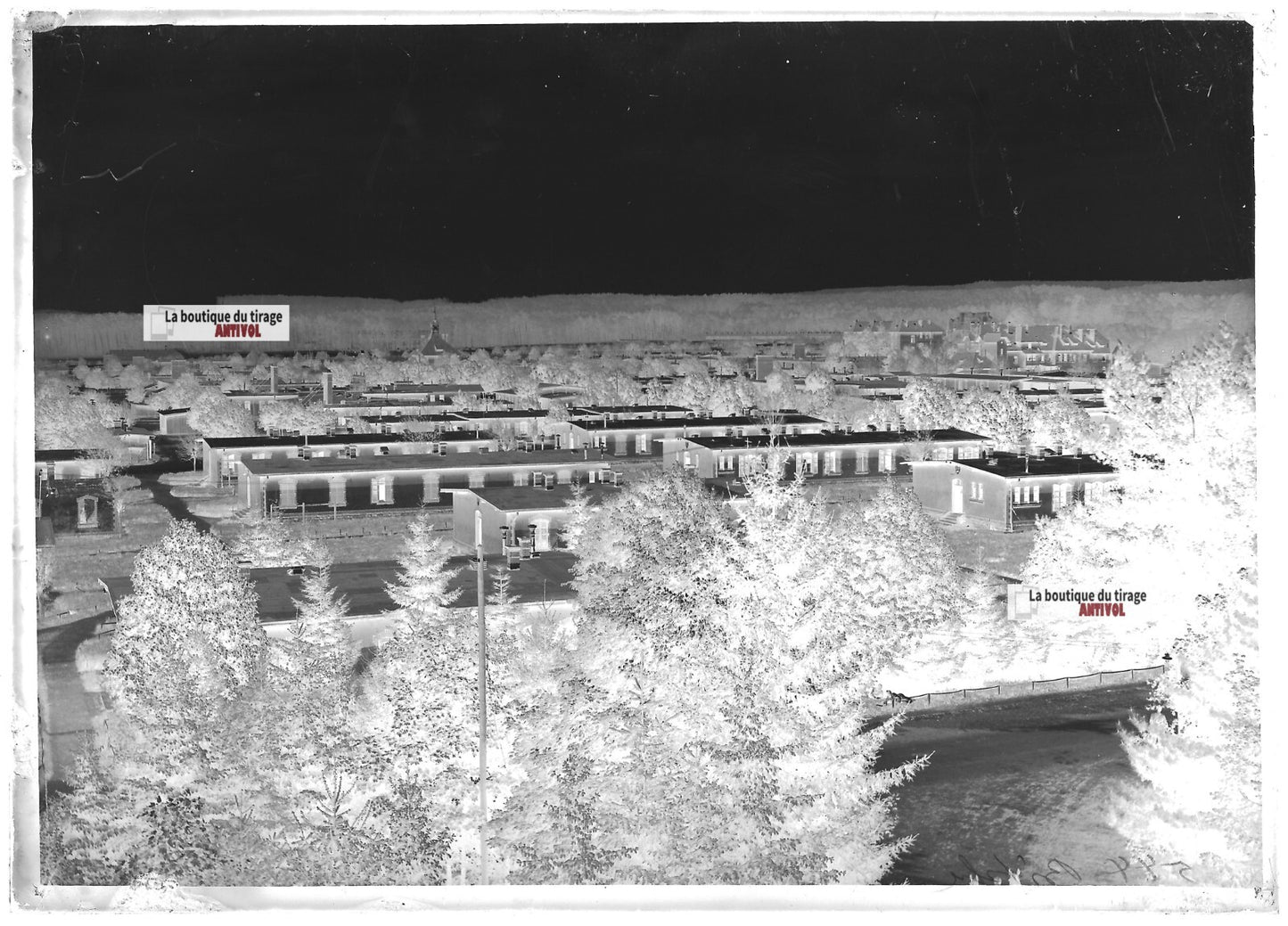 Plaque verre photo ancienne négatif noir et blanc 13x18 cm camp militaire Bitche