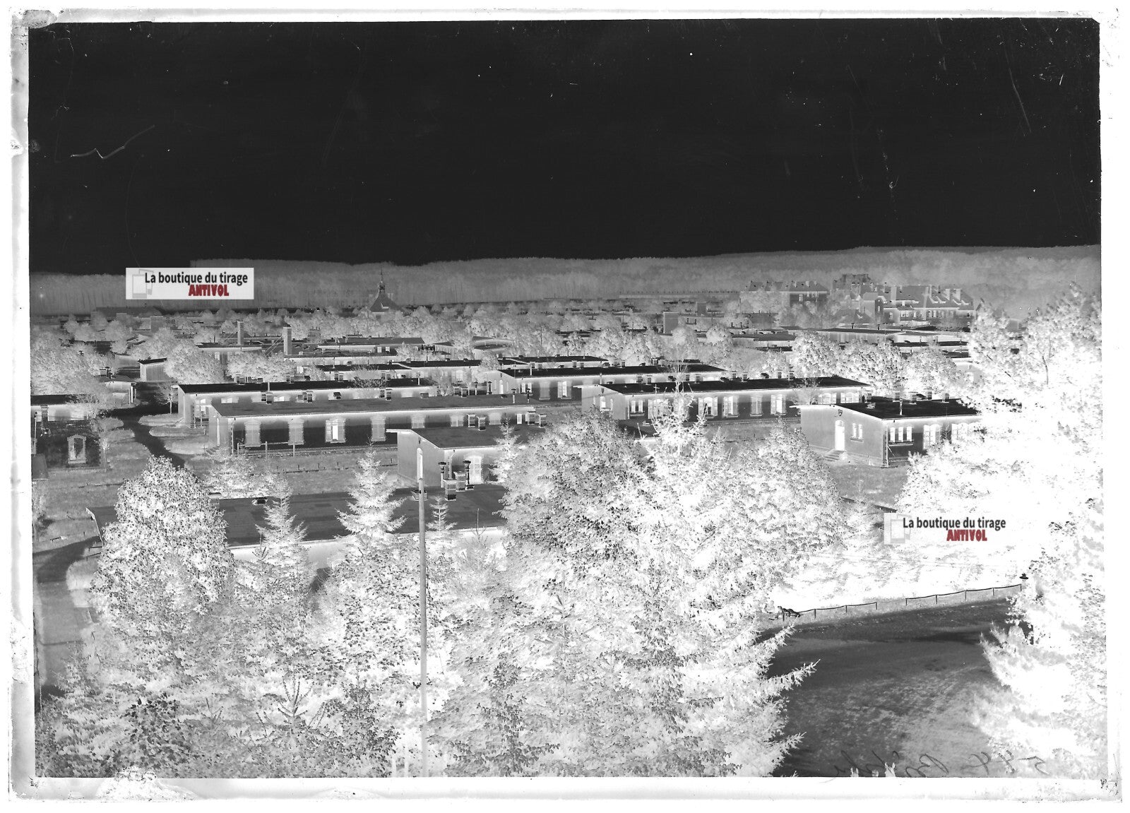 Plaque verre photo ancienne négatif noir et blanc 13x18 cm camp militaire Bitche