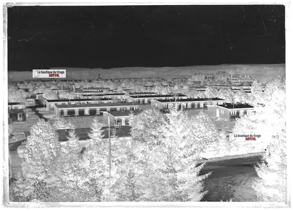 Plaque verre photo ancienne négatif noir et blanc 13x18 cm camp militaire Bitche