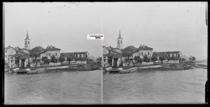 Isola dei Pescatori, Plaque verre photo, stéréo négatif noir & blanc 9x18 cm