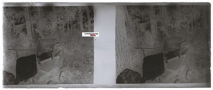 Landau bébé, Plaque verre photo stéréoscopique, négatif noir & blanc 4,5x10,7 cm