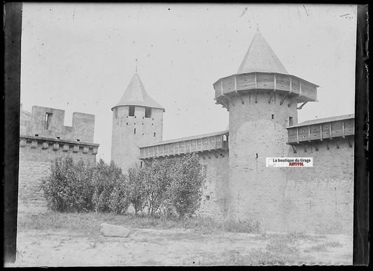 Plaque verre photo ancienne négatif noir et blanc 6x9 cm Carcassonne France - La Boutique Du Tirage 