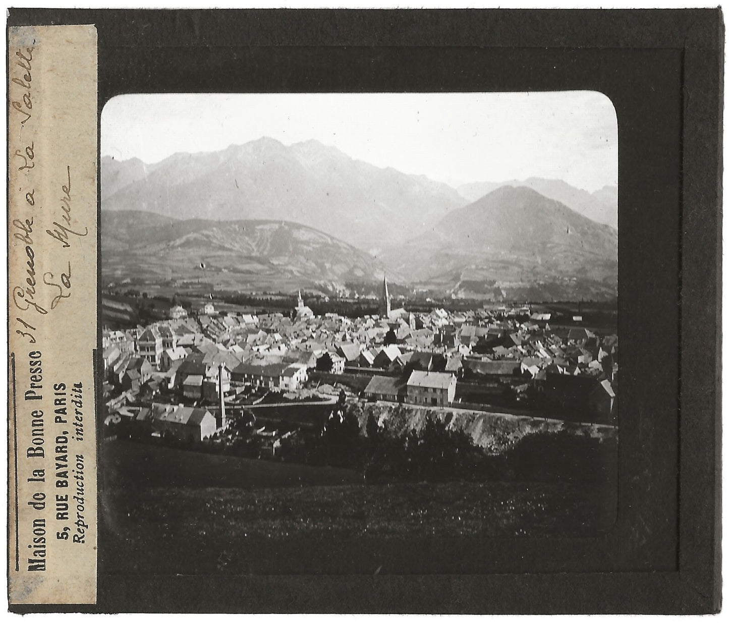 La Mure, Isère, montagne, photo ancienne plaque de verre, positif 8,5x10 cm