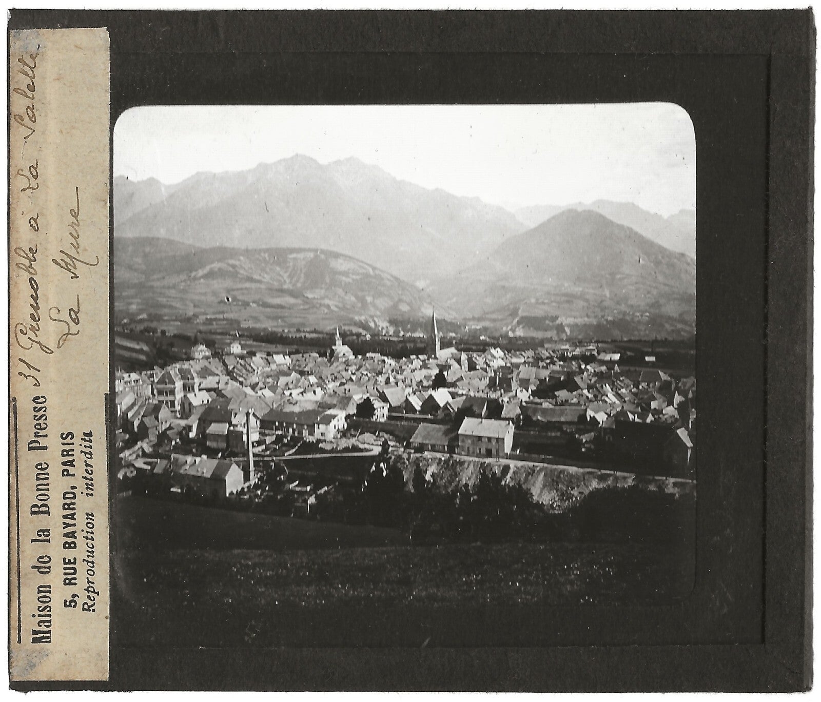 La Mure, Isère, montagne, photo ancienne plaque de verre, positif 8,5x10 cm
