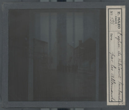 Ribécourt bombardé, guerre, photo plaque verre, noir & blanc, positif 8,5x10 cm