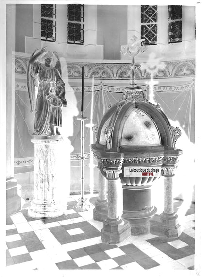 Plaque verre photo ancienne négatif noir et blanc 13x18 cm église Strasbourg