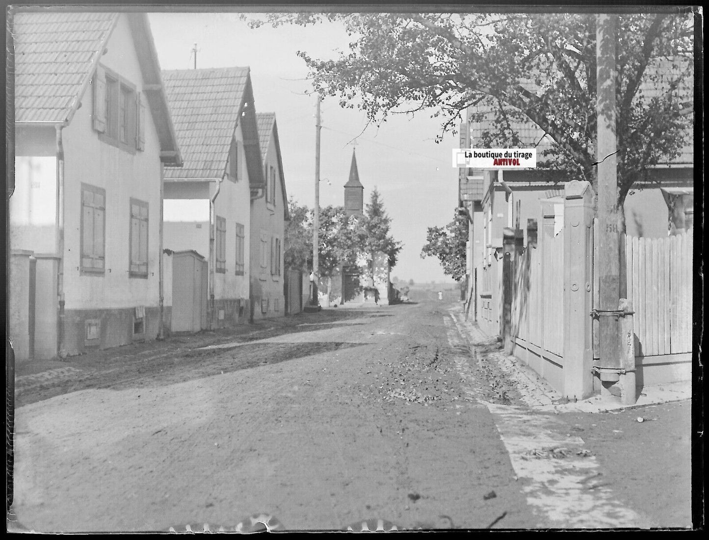 Oberschaeffolsheim, Plaque verre photo ancienne, négatif noir & blanc 9x12 cm