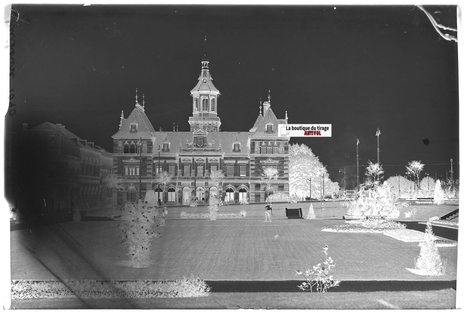 Mulhouse Hôtel Poste, Plaque verre photo ancienne, négatif noir & blanc 10x15 cm