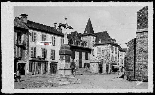 Plaque verre photo vintage négatif noir & blanc 9x14 cm Oloron-Sainte-Marie