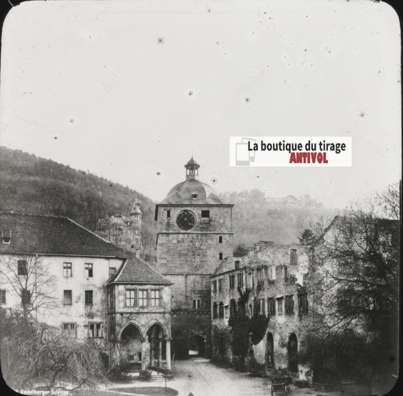 Ruprechtsbau, Heidelberg, Allemagne, photo plaque verre, positif 8,5x10 cm