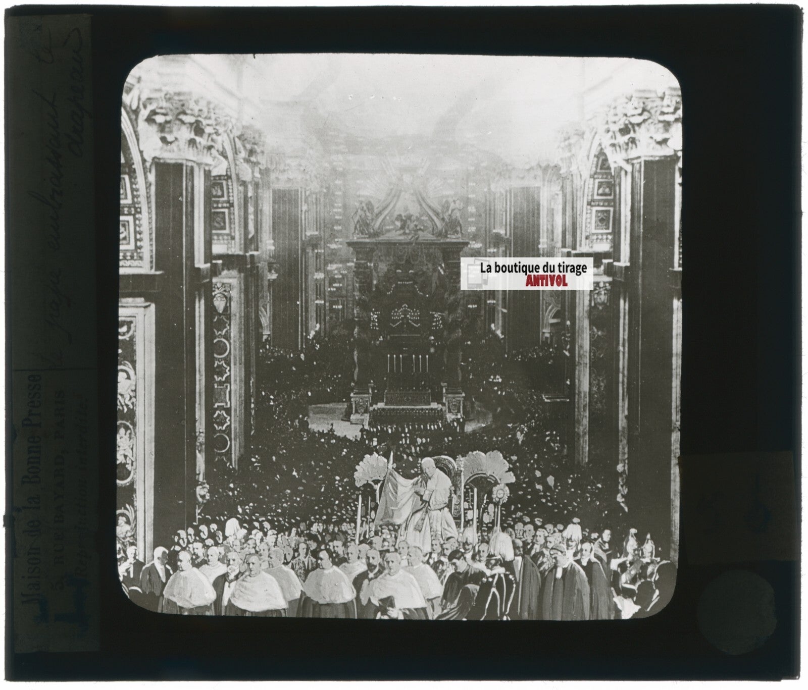 Le Pape, église, religion, photo ancienne plaque de verre, positif 8,5x10 cm