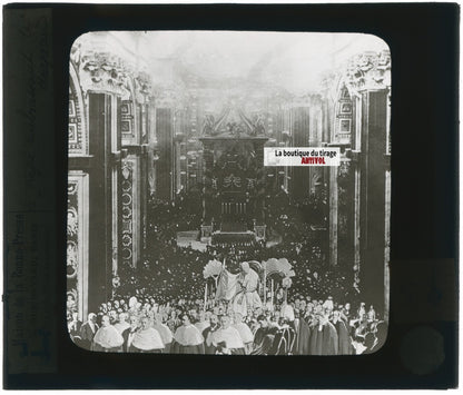 Le Pape, église, religion, photo ancienne plaque de verre, positif 8,5x10 cm