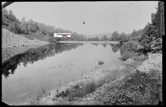 Remiremont, étang de Xennois, Plaque verre photo, négatif noir & blanc 13x21 cm