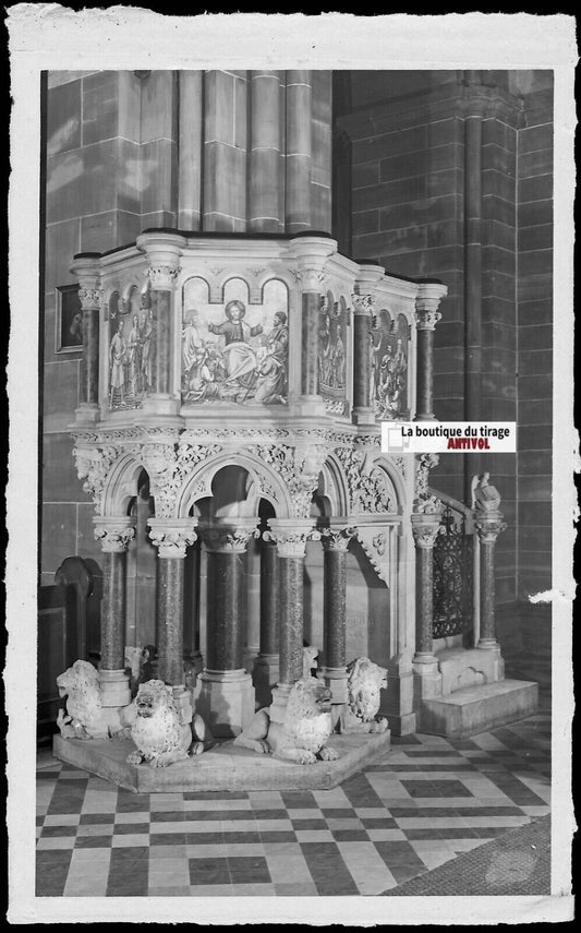 Plaque verre photo négatif noir & blanc 9x14 cm, Strasbourg, Saint-Pierre église