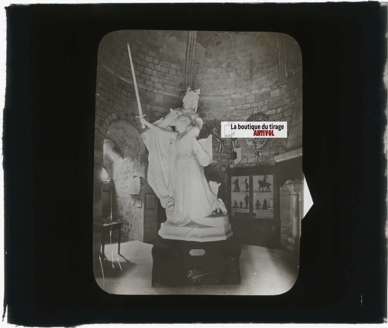 Rouen, Tour du château, photo plaque verre, noir & blanc, positif 8,5x10 cm