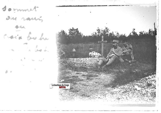 Ravin Sec, guerre, Plaque verre photo stéréo, positif noir & blanc 4,5x10,7 cm