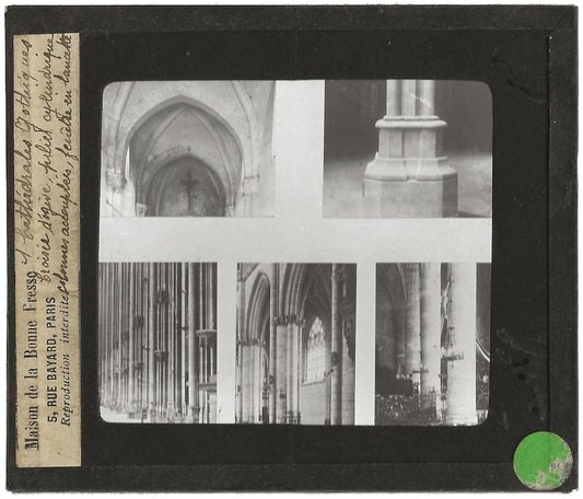 Cathédrale gothique France, photo ancienne plaque de verre, positif 8,5x10 cm