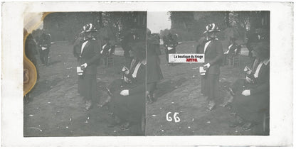 Hippodrome de Longchamp, Paris, plaque verre stéréoscopique, positif 8,5x17 cm