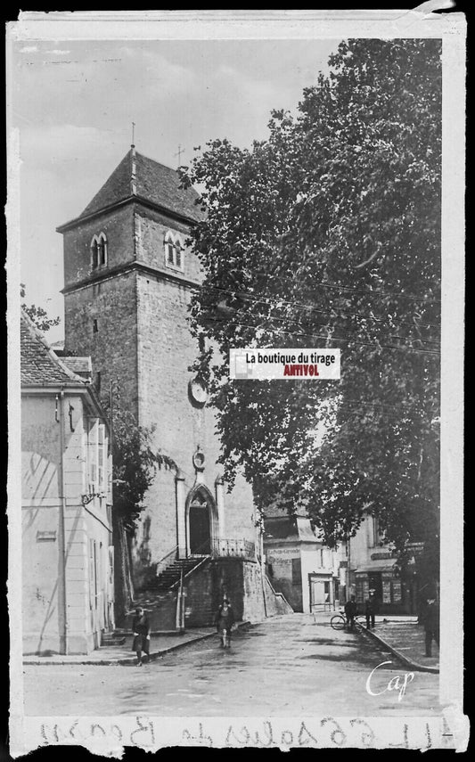 Plaque verre photo négatif noir & blanc 9x14 cm Salies-de-Béarn, Saint-Vincent