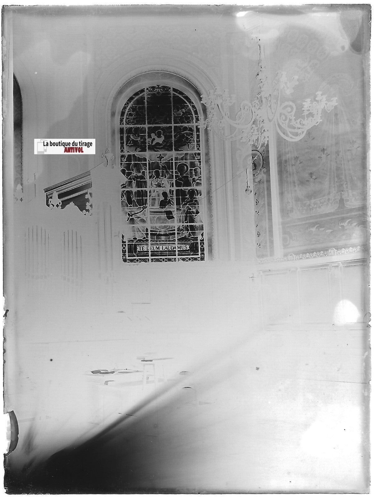 Rennes, église Saint-Etienne, Plaque verre photo, négatif noir & blanc 9x12 cm