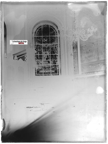 Rennes, église Saint-Etienne, Plaque verre photo, négatif noir & blanc 9x12 cm